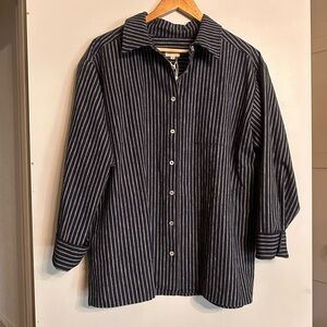 DONNI. Navy and White Striped Shirt